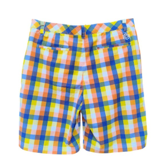 PUMA | Mens Colorful Check Pattern Flat Front Golf Shorts Bright Golfing 34 - Picture 2 of 13